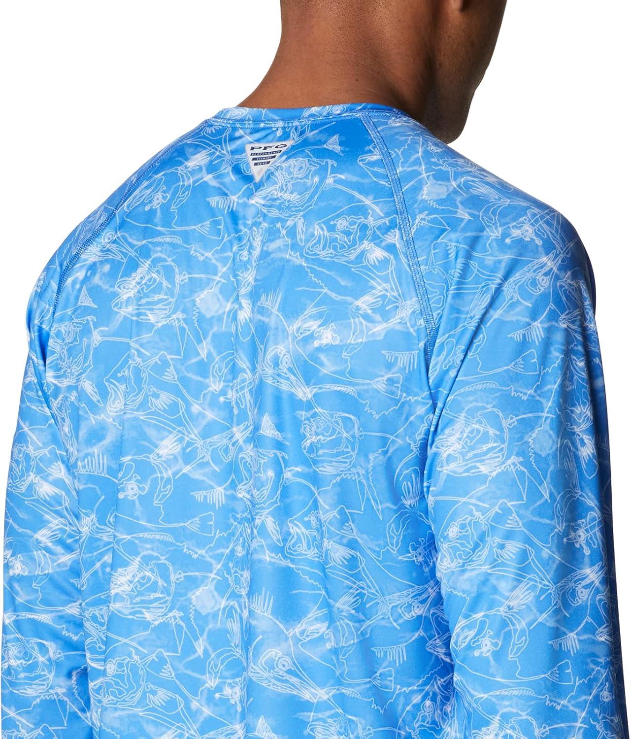 imageColumbia Mens Super Terminal Tackle Vent Long SleeveHarbor Blue Contour Fish Print