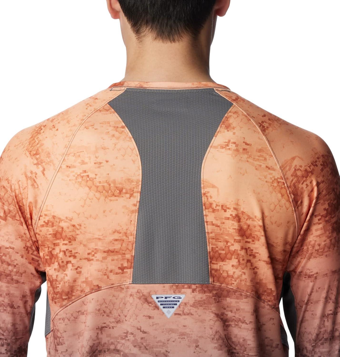 imageColumbia Mens Super Terminal Tackle Vent Long SleeveOrange Blast Pfg Camo Gradient