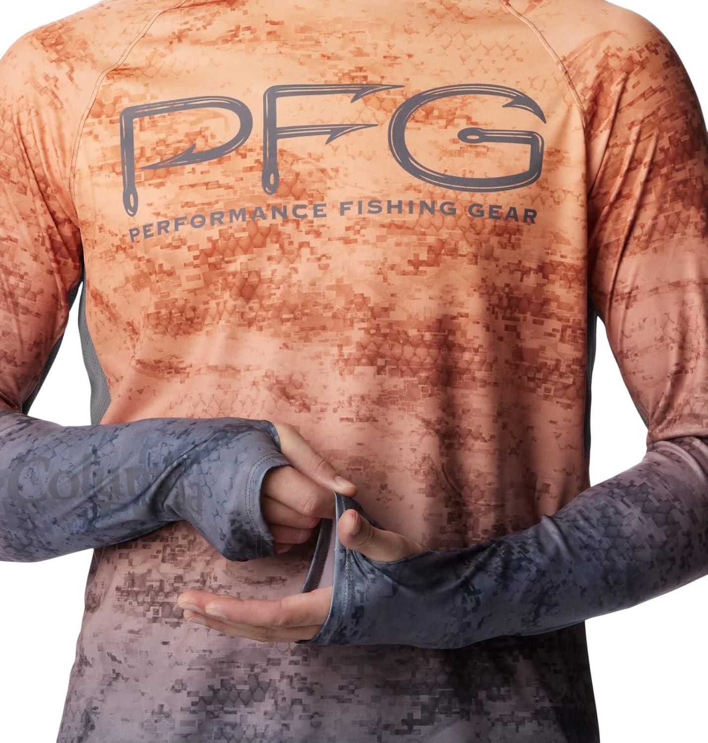 imageColumbia Mens Super Terminal Tackle Vent Long SleeveOrange Blast Pfg Camo Gradient