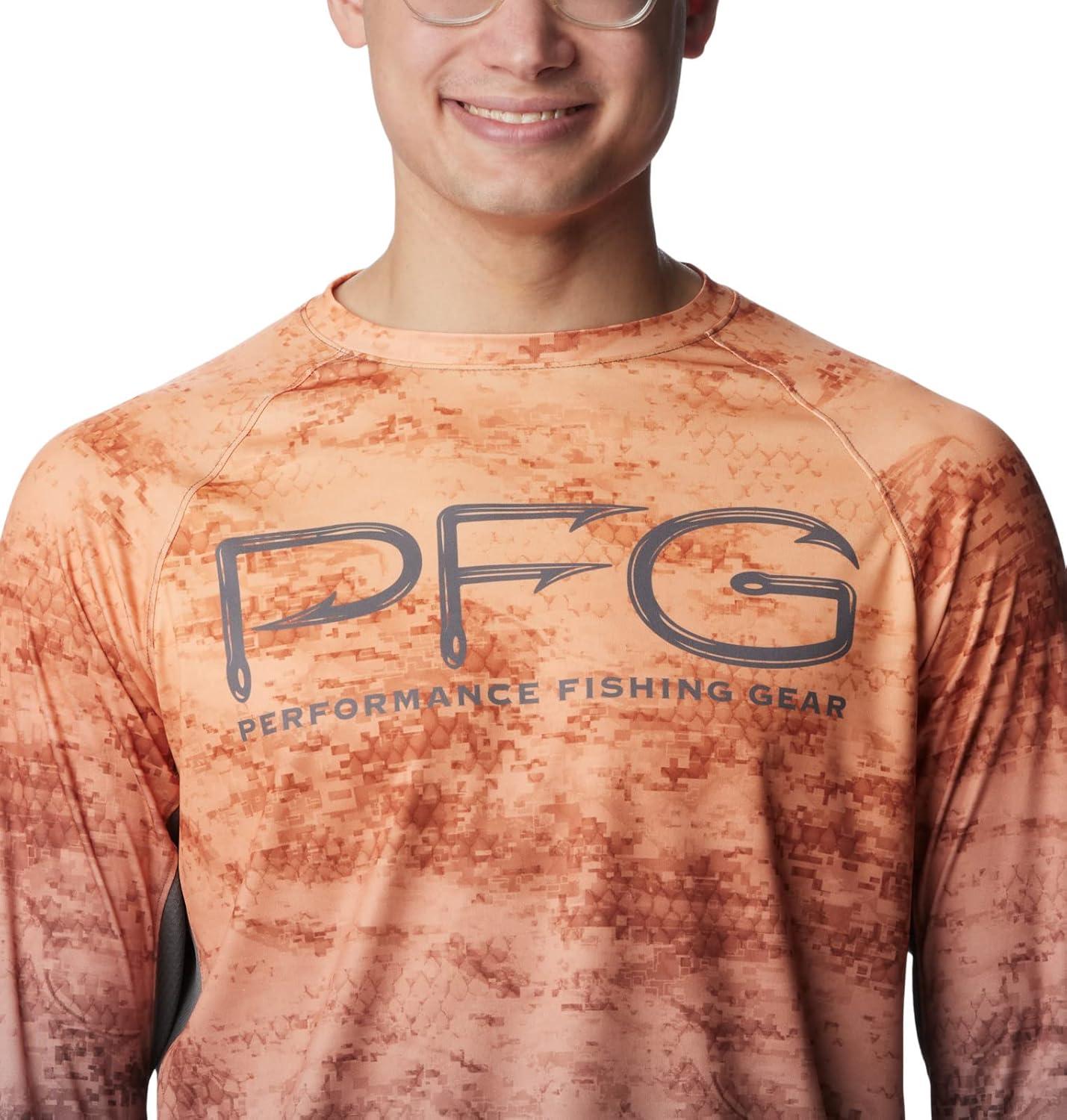 imageColumbia Mens Super Terminal Tackle Vent Long SleeveOrange Blast Pfg Camo Gradient