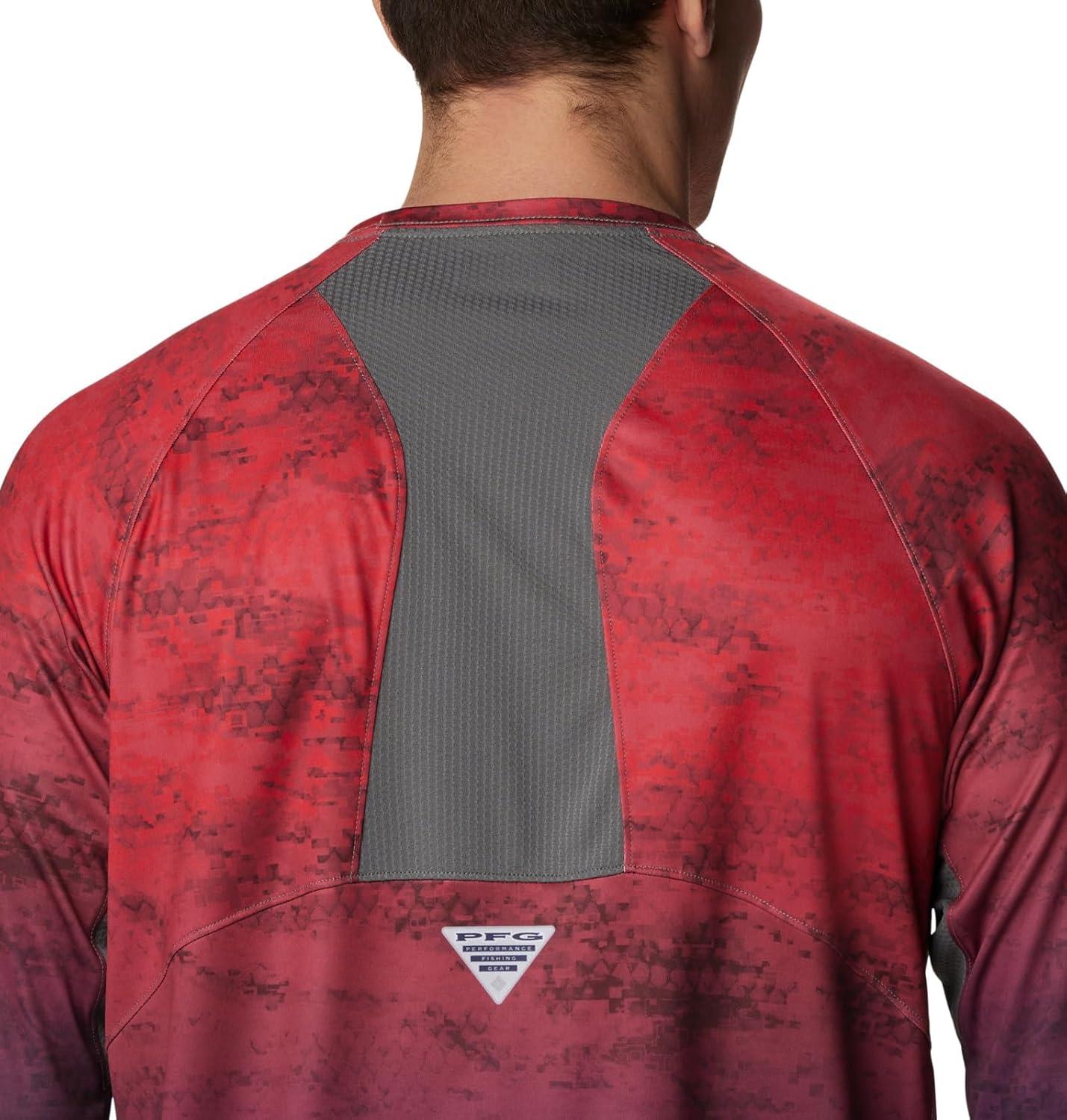 imageColumbia Mens Super Terminal Tackle Vent Long SleeveRed Spark Pfg Camo Gradient