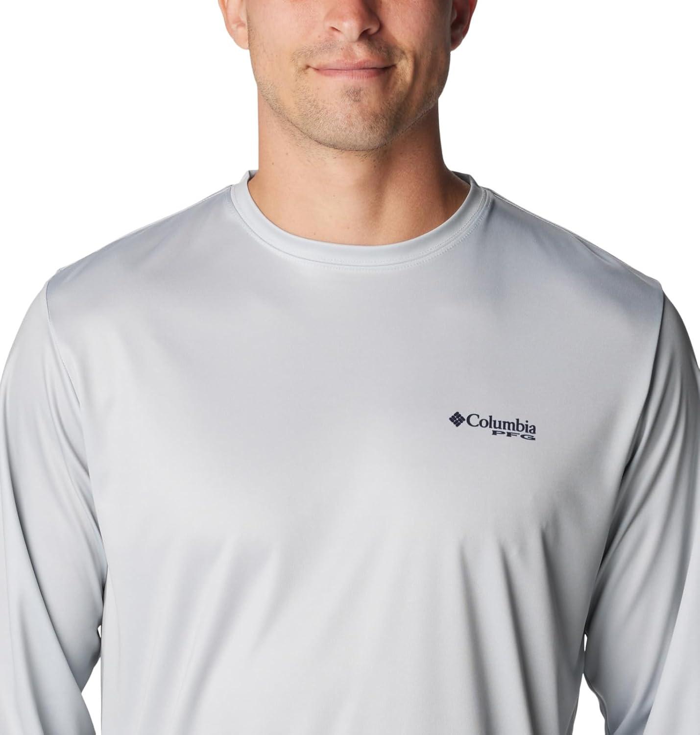 imageColumbia Mens Terminal Tackle PFG Fins and Stripes Long SleeveCool GreyFins Stripes