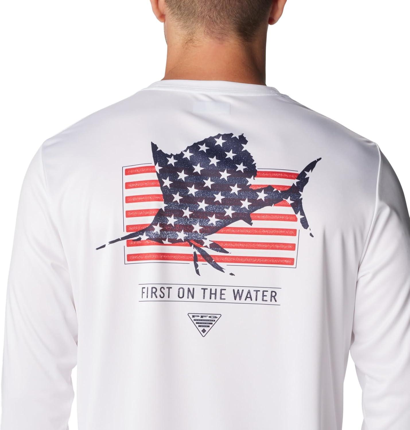 imageColumbia Mens Terminal Tackle PFG Fins and Stripes Long SleeveWhiteFins Stripes