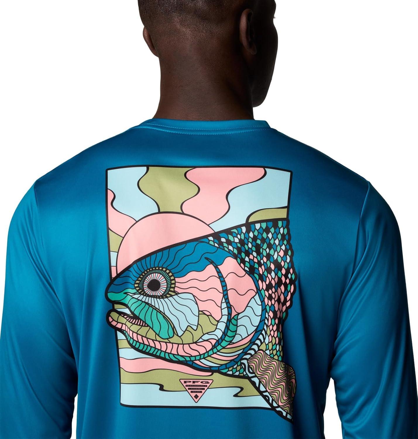 imageColumbia Mens Terminal Tackle PFG Fish Shine Long SleeveBlue EchoPfg Trout Shine