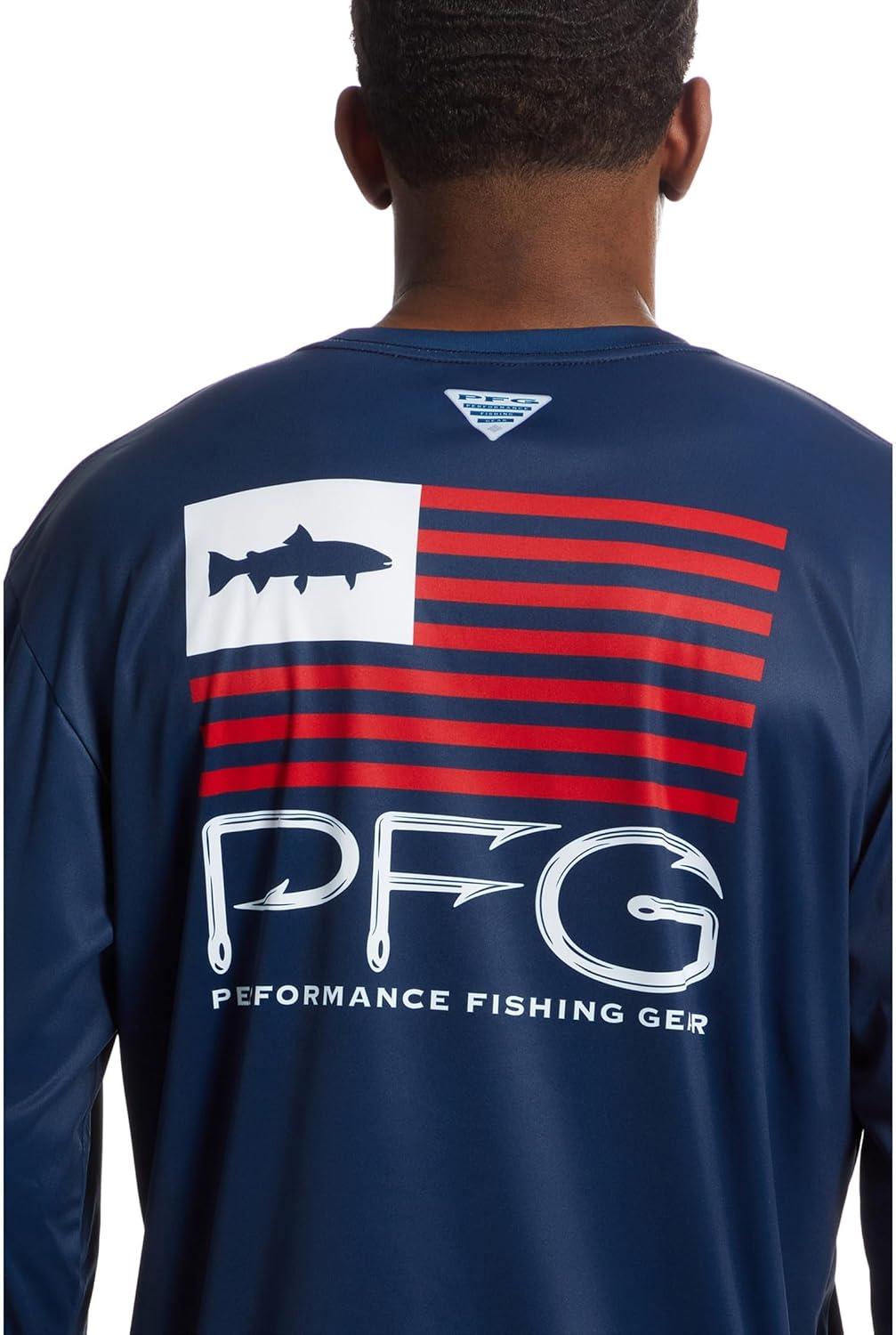 imageColumbia Mens Terminal Tackle PFG Fish Star Long SleeveCollegiate NavyWhite Trout