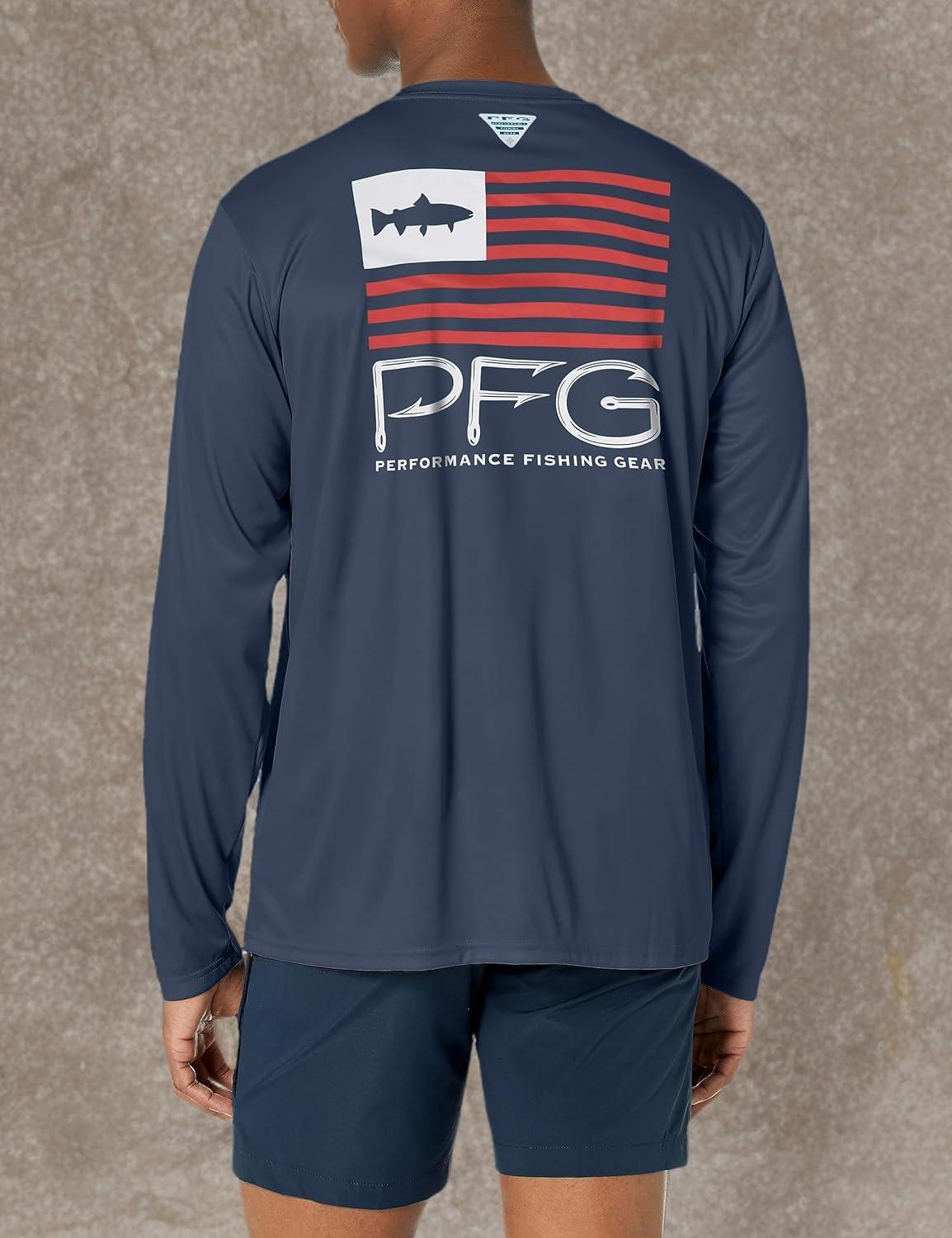 imageColumbia Mens Terminal Tackle PFG Fish Star Long SleeveCollegiate NavyWhite Trout