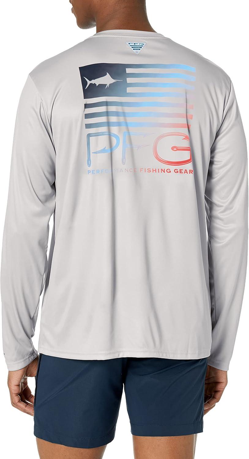 imageColumbia Mens Terminal Tackle PFG Fish Star Long SleeveCool GreyColl Navy Marlin Gradient
