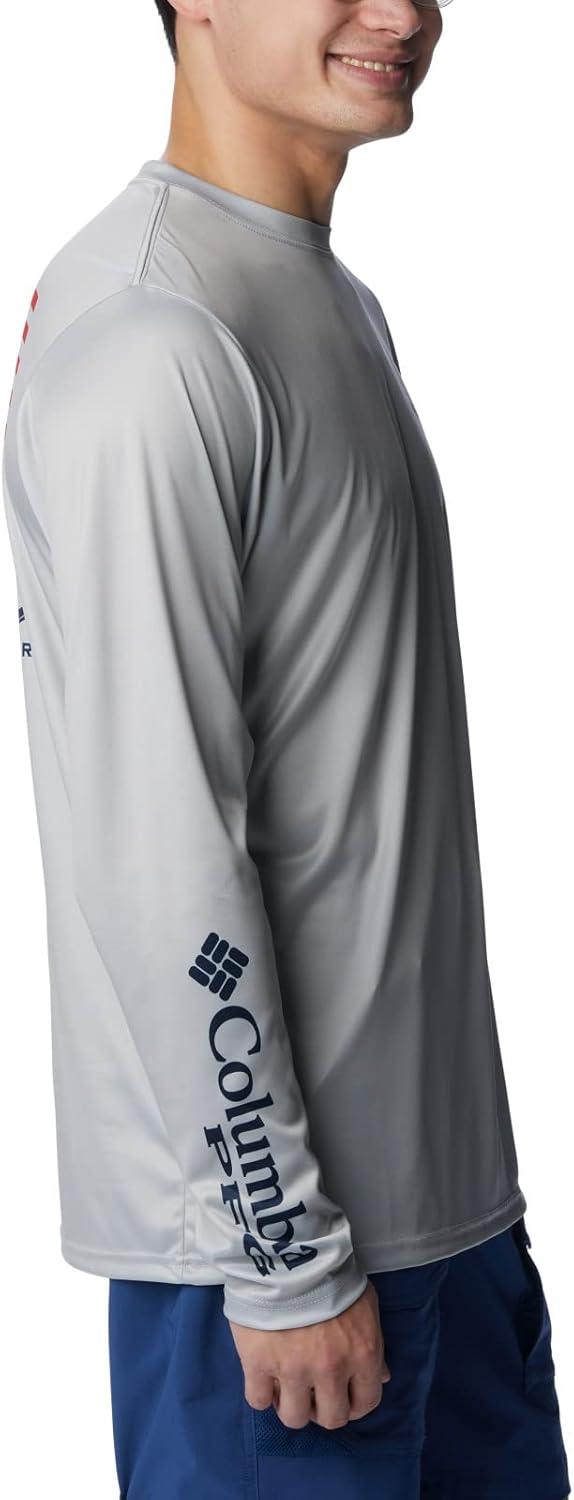 imageColumbia Mens Terminal Tackle PFG Fish Star Long SleeveCool GreyCollegiate Navy Trout