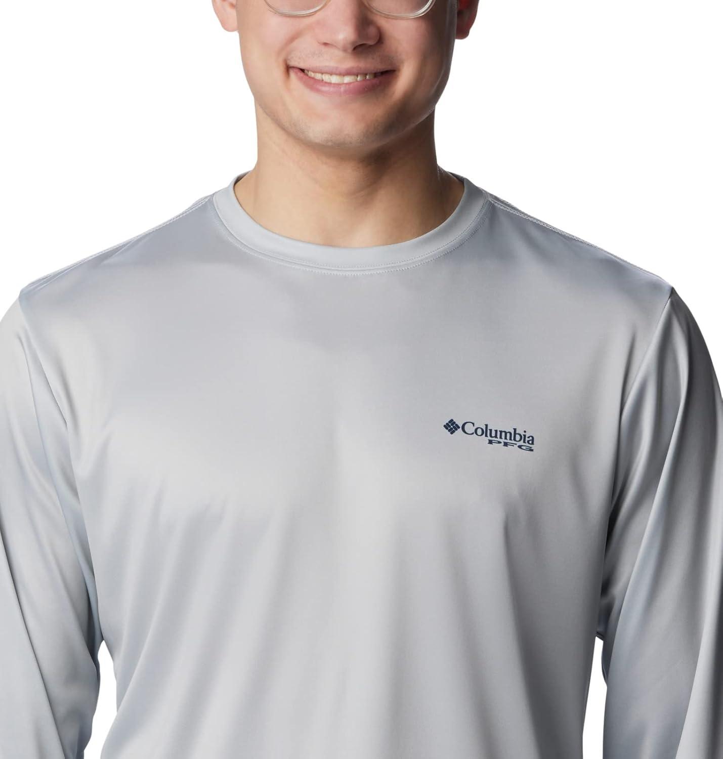 imageColumbia Mens Terminal Tackle PFG Fish Star Long SleeveCool GreyCollegiate Navy Trout