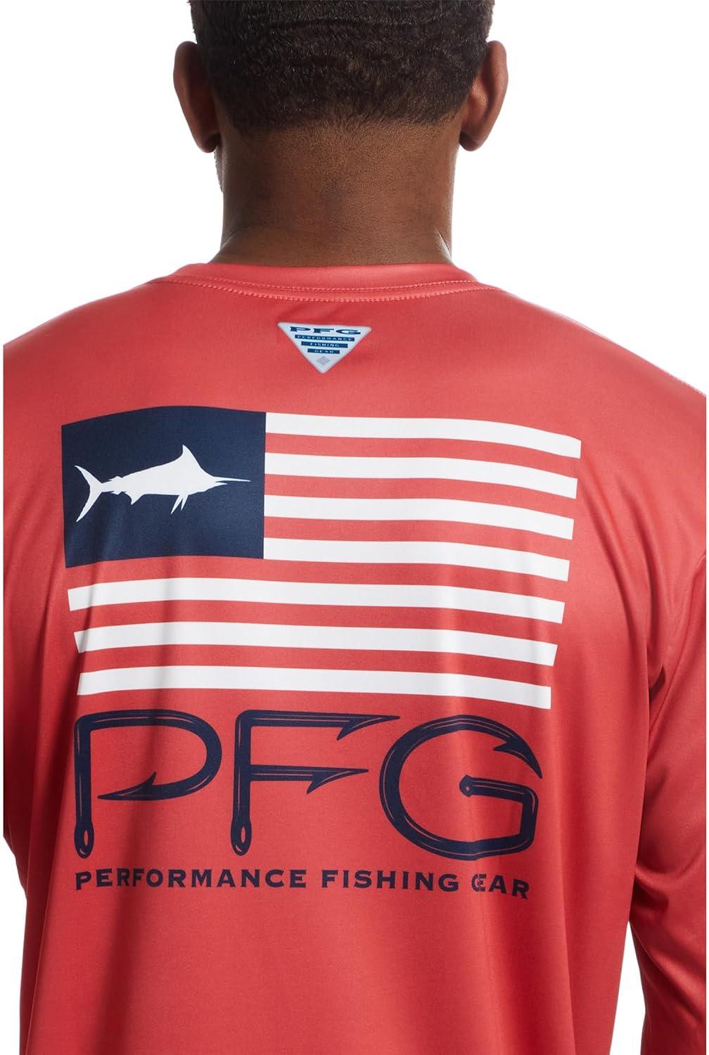 imageColumbia Mens Terminal Tackle PFG Fish Star Long SleeveSunset RedCollegiate Navy Marlin