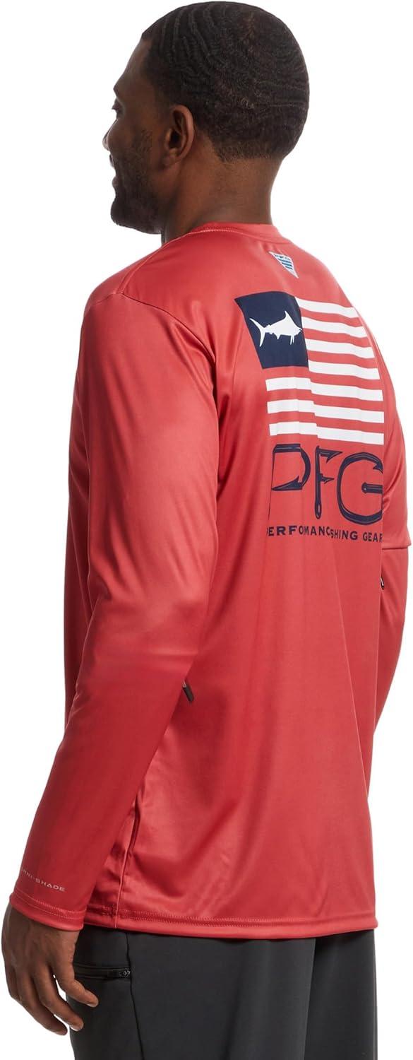 imageColumbia Mens Terminal Tackle PFG Fish Star Long SleeveSunset RedCollegiate Navy Marlin