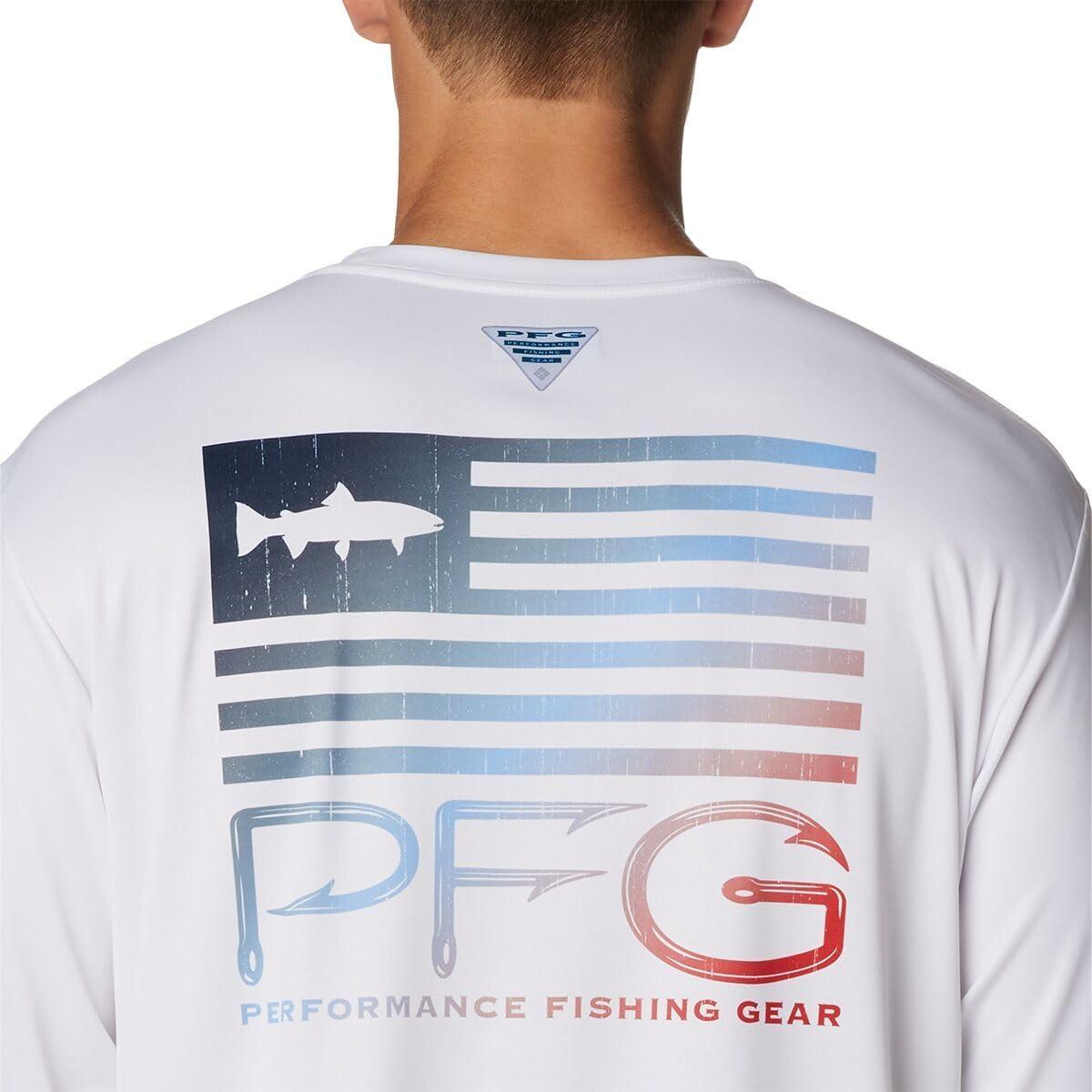 imageColumbia Mens Terminal Tackle PFG Fish Star Long SleeveWhiteColl Navy Trout Gradient