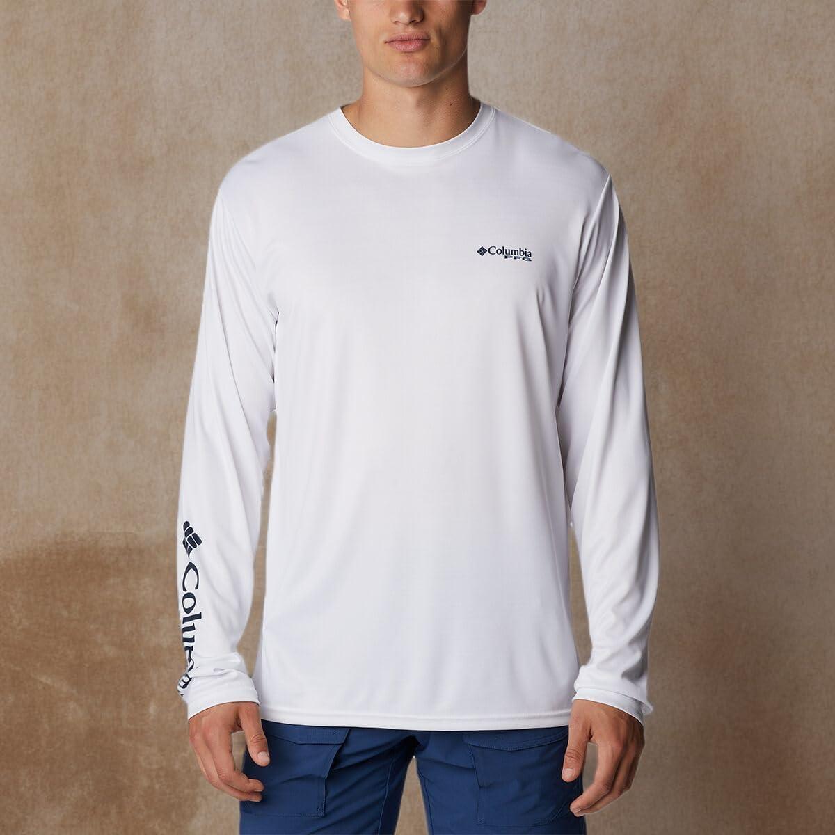 imageColumbia Mens Terminal Tackle PFG Fish Star Long SleeveWhiteColl Navy Trout Gradient