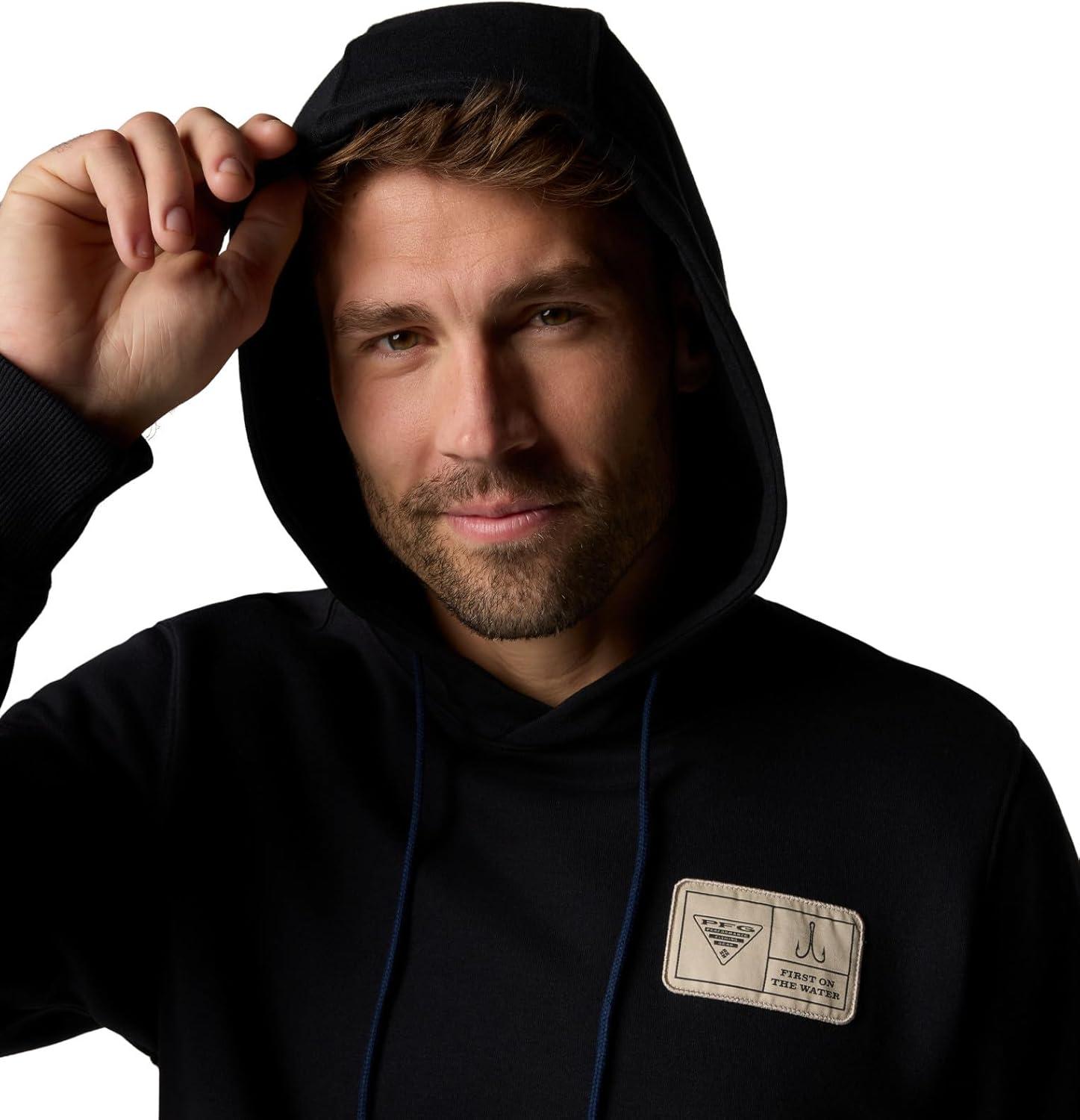 imageColumbia mens Pfg Castback HoodieBlackPfg Woven Patch Fotw Hooks