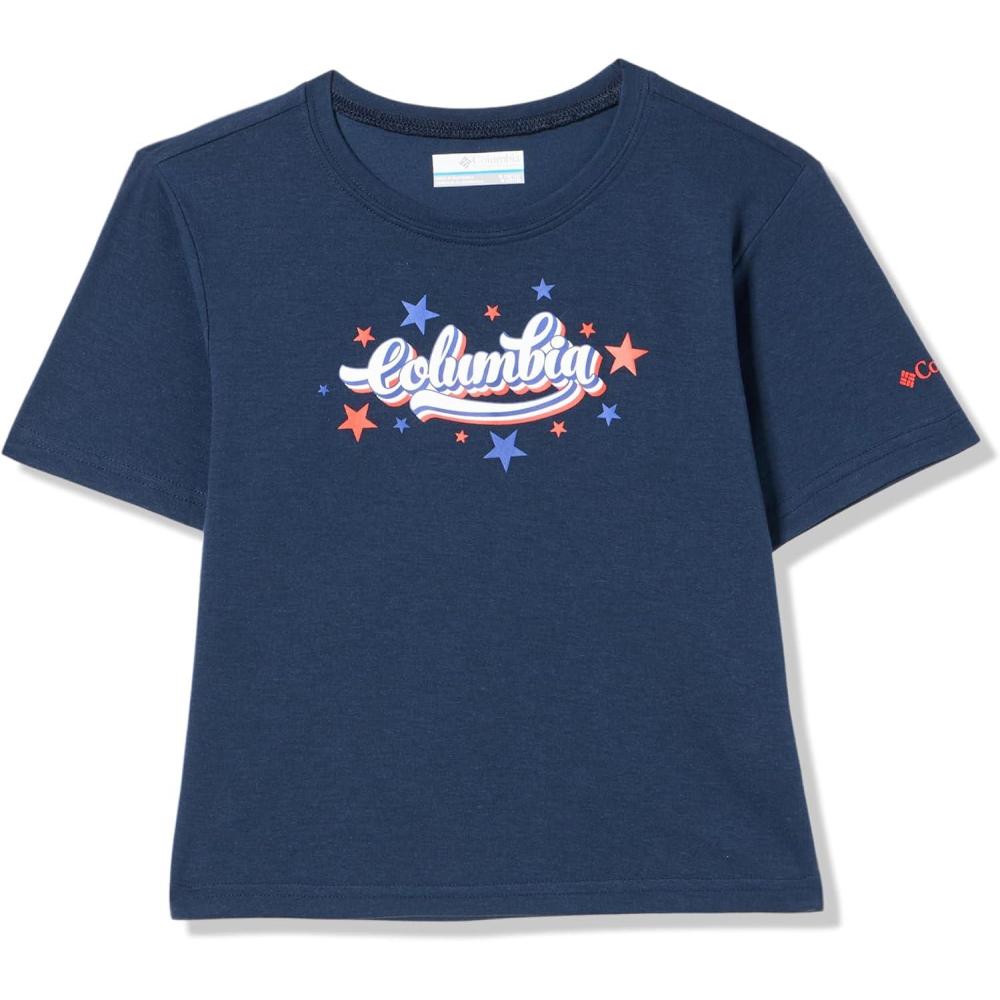 imageColumbia Girls La Poudre Pass Short Sleeve TeeCollegiate NavyElevated Patriot