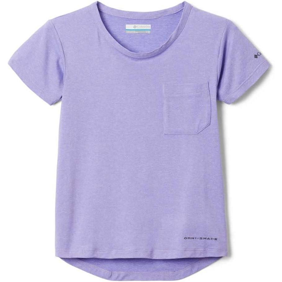 imageColumbia Girls Tech Trail Short Sleeve TeeMorning Mist HeatherPaisley Purple Heather