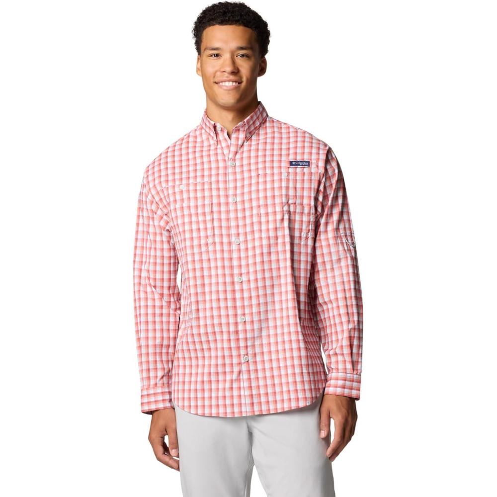 imageColumbia Mens PFG Tamiami II UPF 40 Long Sleeve Fishing ShirtDusty Crimson Gradient Check