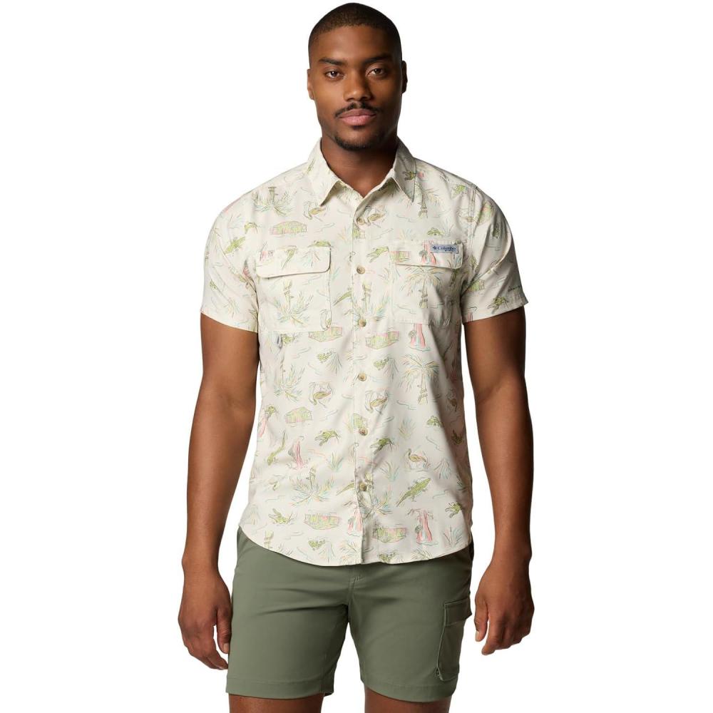 imageColumbia Mens PFG Uncharted Printed Short Sleeve ShirtStone Everglades