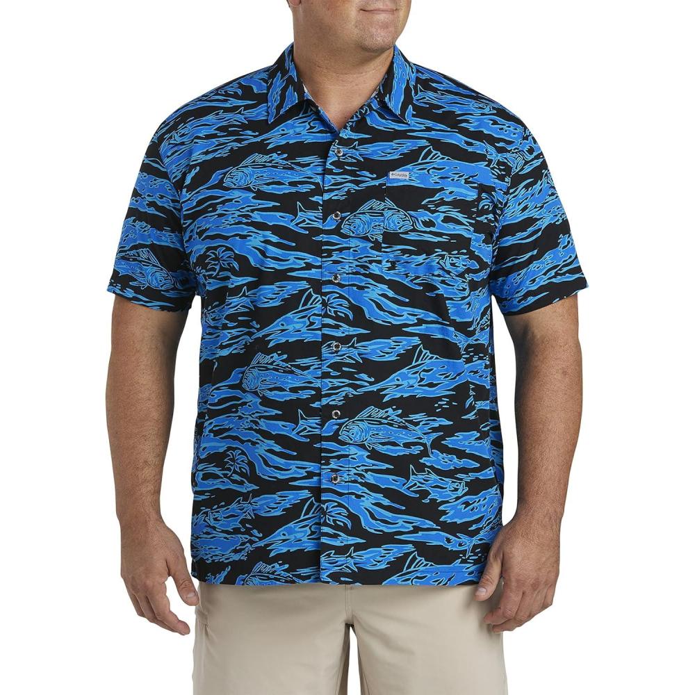 imageColumbia Mens Super Tamiami Long Sleeve ShirtBlack Rough Waves Print