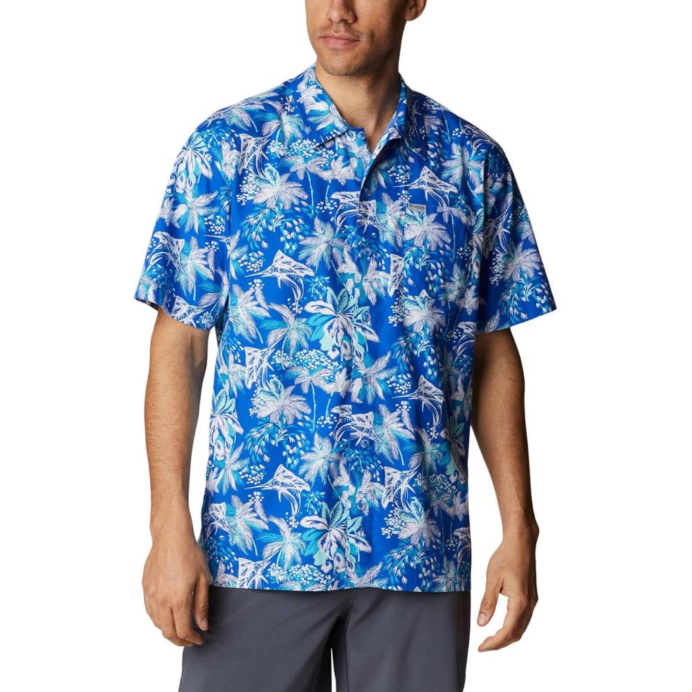 imageColumbia Mens Super Tamiami Long Sleeve ShirtBlue Macaw Festive Fishin Print