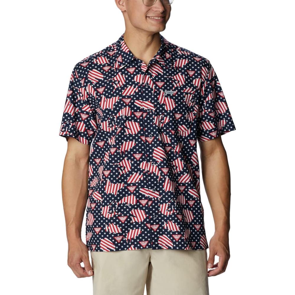 imageColumbia Mens Super Tamiami Long Sleeve ShirtCollegiate Navy Pfg Proud