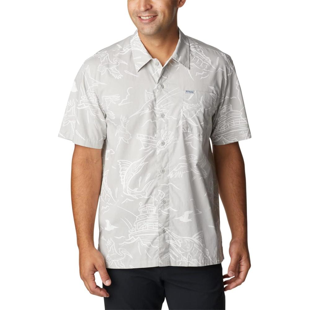 imageColumbia Mens Super Tamiami Long Sleeve ShirtCool Grey Mighty Marlins Print