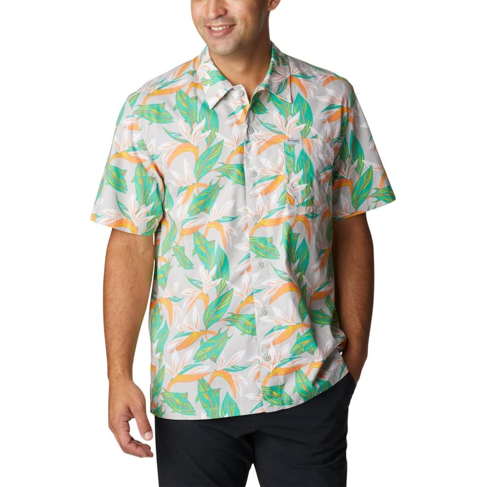 imageColumbia Mens Super Tamiami Long Sleeve ShirtCool Grey Tuna Paradise Print