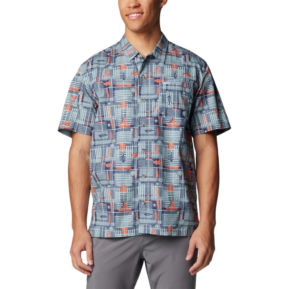 imageColumbia Mens Super Tamiami Long Sleeve ShirtCrushed Blue Tikiplaid