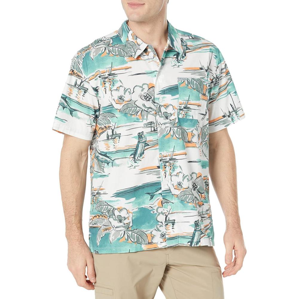imageColumbia Mens Super Tamiami Long Sleeve ShirtGulf Stream Marina Vacation Print