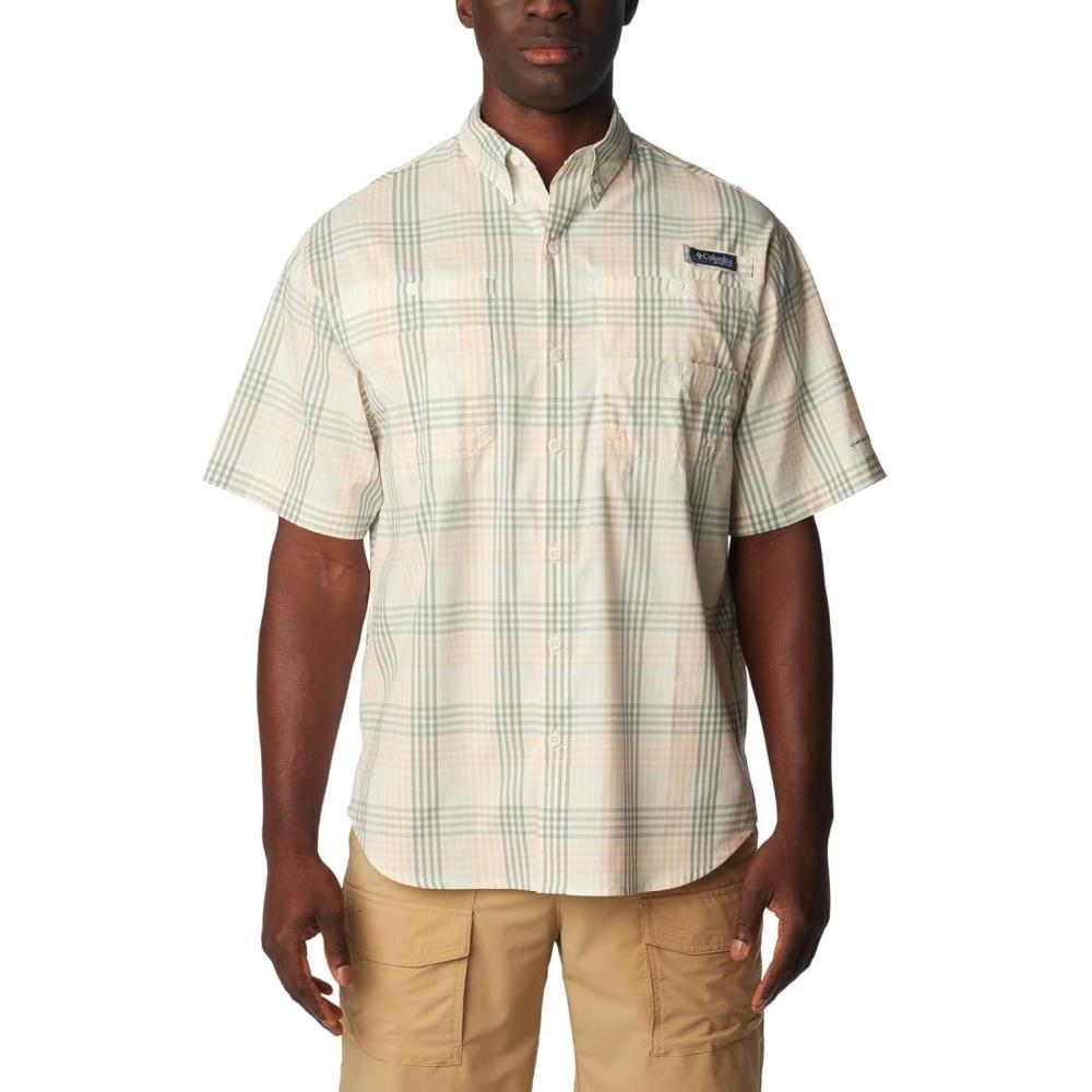 imageColumbia Mens Super Tamiami Long Sleeve ShirtPeach FizzAll Over Gingham