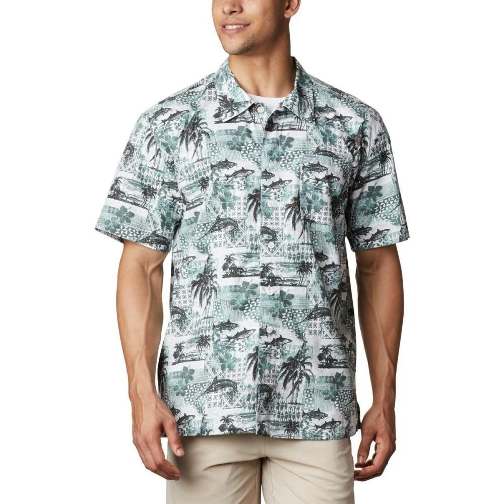 imageColumbia Mens Super Tamiami Long Sleeve ShirtPond Polynesian Print