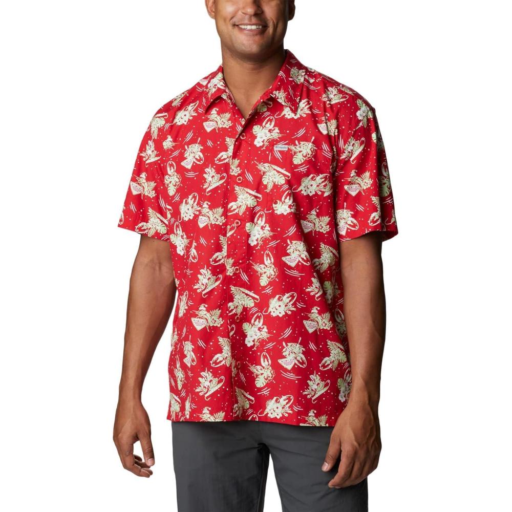 imageColumbia Mens Super Tamiami Long Sleeve ShirtRed Spark Lite Me Up Print