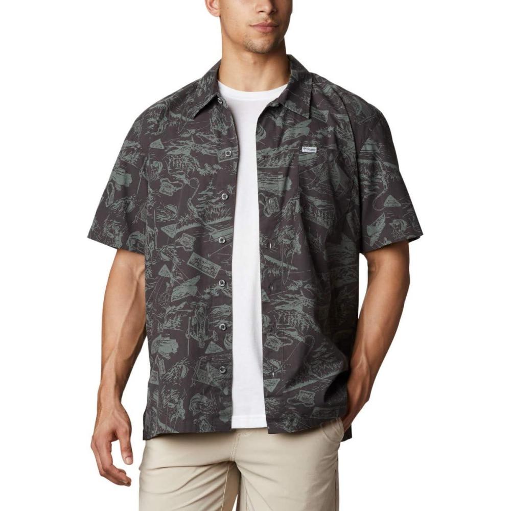 imageColumbia Mens Super Tamiami Long Sleeve ShirtShark Freshwater Roots Print