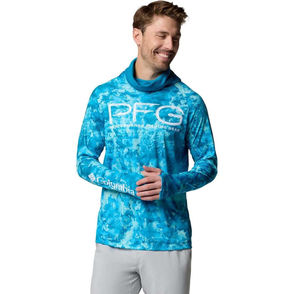 imageColumbia Mens Super Terminal Tackle Vent HoodieBlue Echo Seamoss