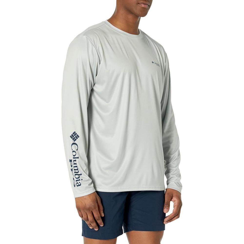 imageColumbia Mens Terminal Tackle PFG Fish Star Long SleeveCool GreyCollegiate Navy Trout