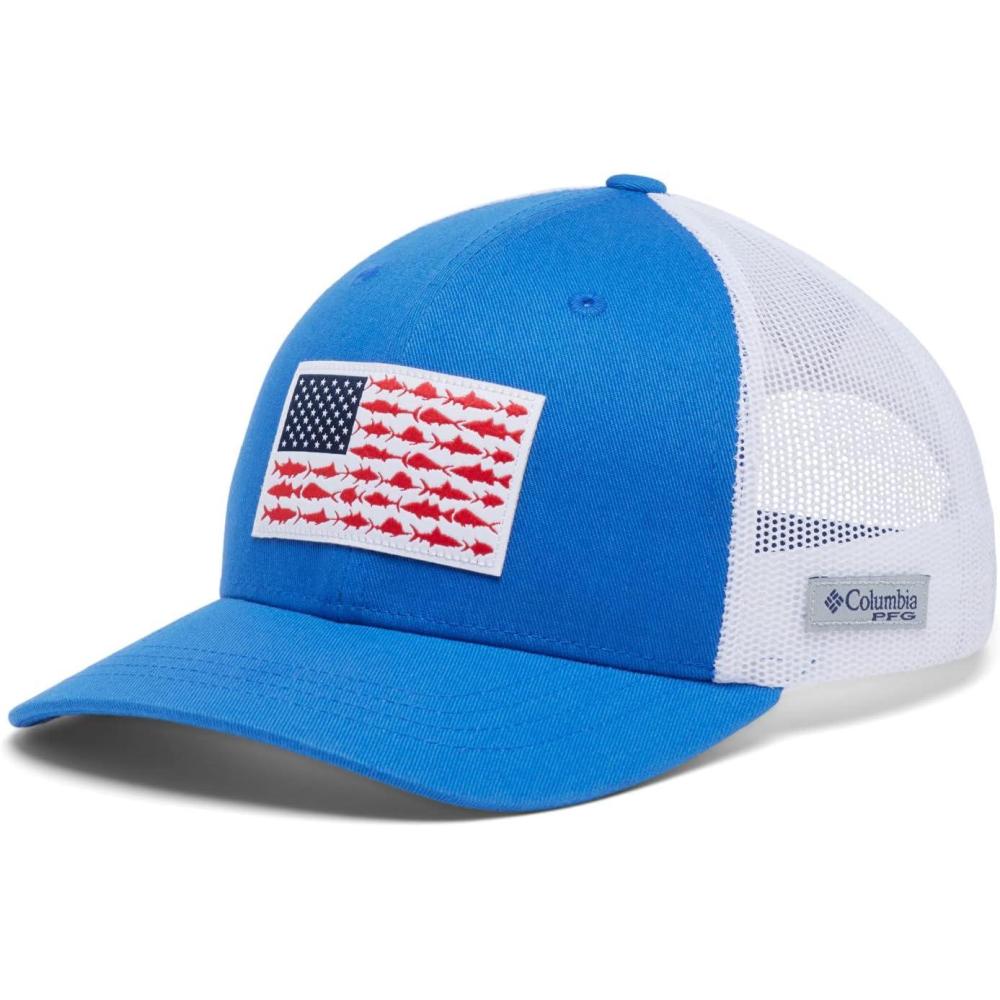 imageColumbia Unisex Kids PFG Fish Flag Snap BackVivid BlueWhite