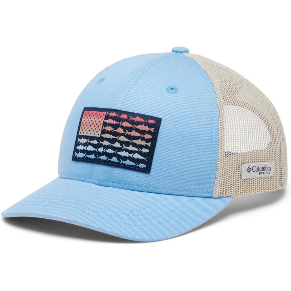 imageColumbia Unisex Kids PFG Fish Flag Snap BackWhite CapFossil