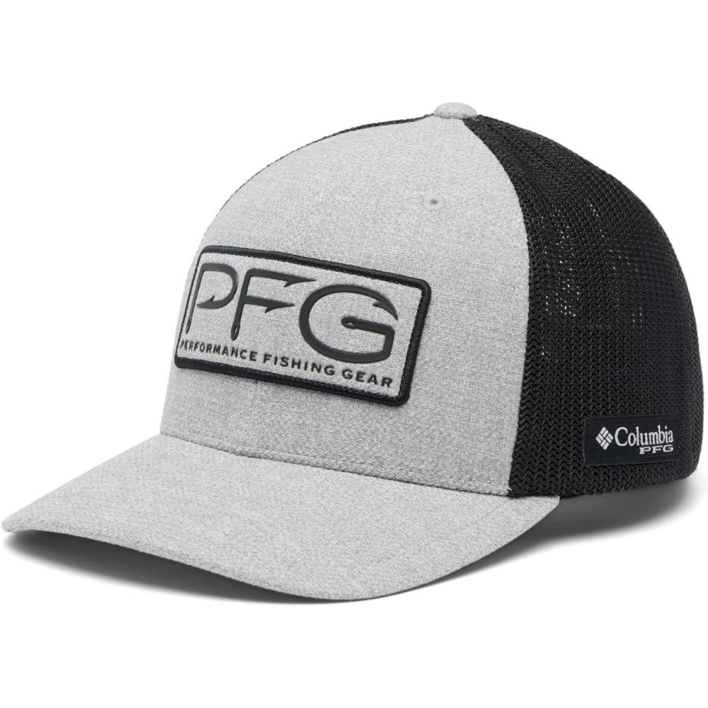 imageColumbia Unisex PFG Hooks Mesh Ball Cap Cool Grey HeatherBlack LargeXLarge