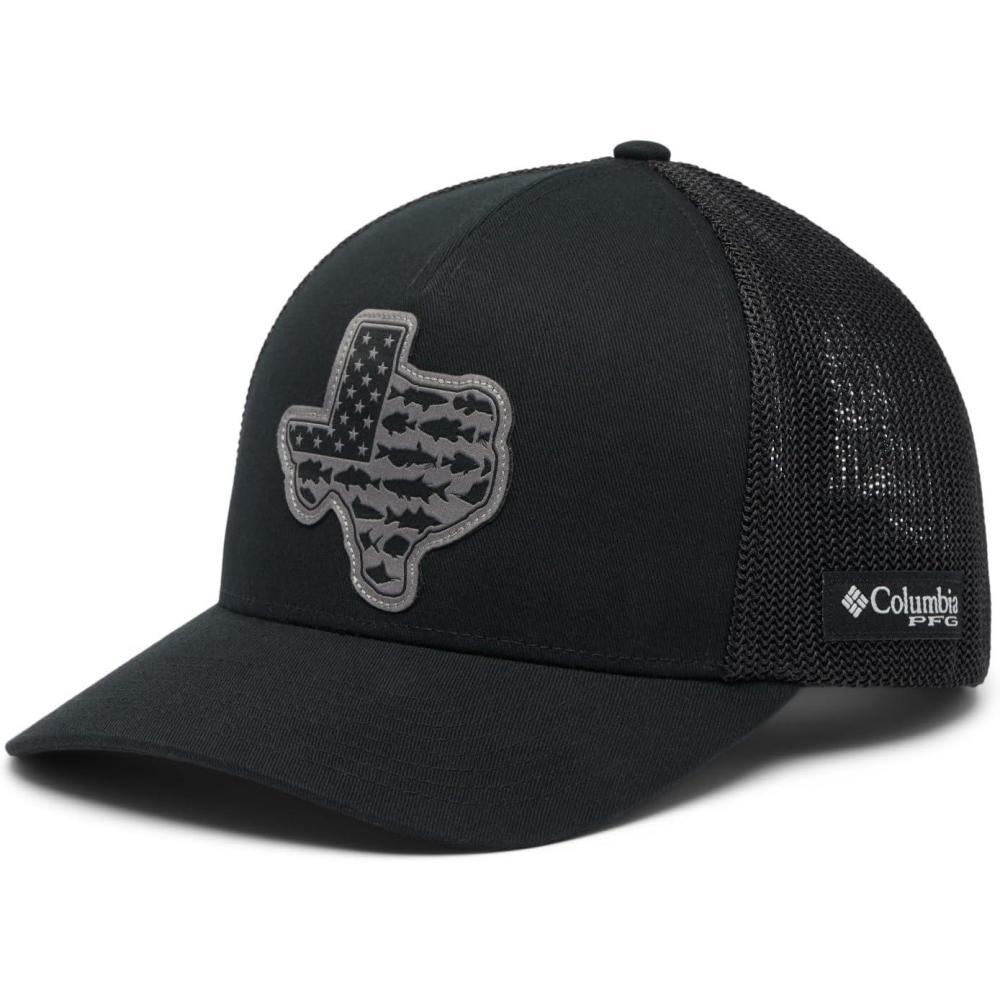 imageColumbia UnisexAdult PFG Statetriot Mesh Ball CapBlackBlackTx Patch