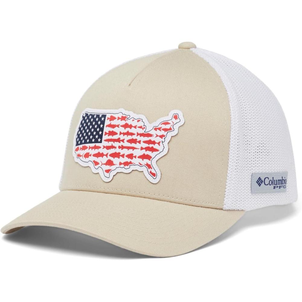 imageColumbia UnisexAdult PFG Statetriot Mesh Ball CapFossilUsa Patch