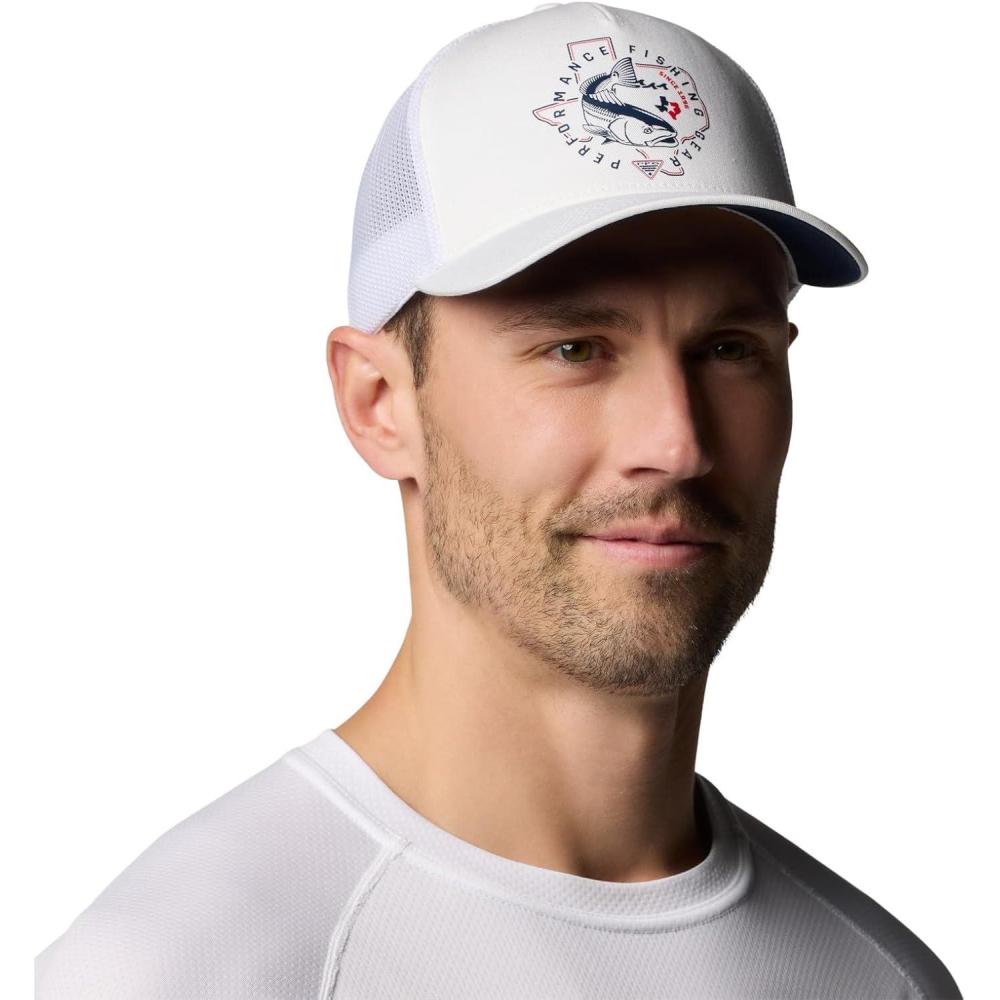 imageColumbia UnisexAdult PFG Statetriot Mesh Ball CapWhiteCollegiate NavyPfg Pride Texas