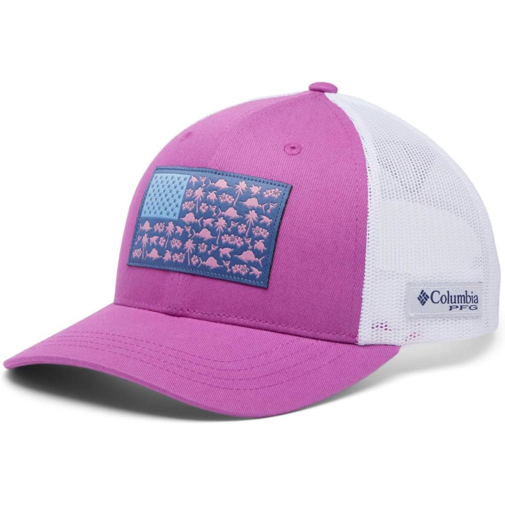 imageColumbia Womens PFG Fish Flag Snap BackBright LavenderWhiteFish Friends