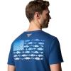 Columbia Mens PFG Fish Flag II Short Sleeve(Carbon/Vivid Blue Bass + Lures)