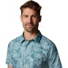 Columbia Mens PFG Uncharted Printed Short Sleeve Shirt(Crushed Blue Swamplands)