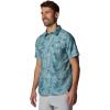 Columbia Mens PFG Uncharted Printed Short Sleeve Shirt(Crushed Blue Swamplands)