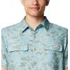 Columbia Mens PFG Uncharted Printed Short Sleeve Shirt(Crushed Blue Uncharted Waters)