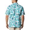 Columbia Men’s Super Tamiami Long Sleeve Shirt(Bright Aqua Polynesian Print)