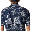 Columbia Men’s Super Tamiami Long Sleeve Shirt(Collegiate Navy Mighty Marlins Print)