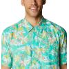 Columbia Men’s Super Tamiami Long Sleeve Shirt(Electric Turquoise Festive Fishin Print)