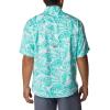Columbia Men’s Super Tamiami Long Sleeve Shirt(Electric Turquoise Hawaiian Throwback Print)